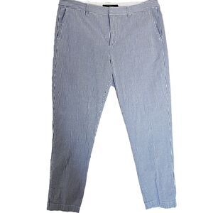 Polo Ralph Lauren Womens Pants 10 Blue White Seersucker Stripe Preppy Ankle